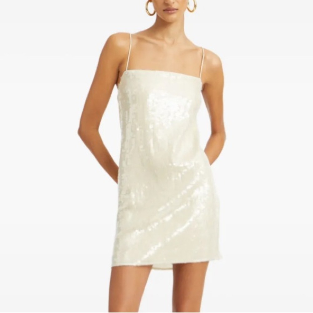 NWT Cinq à Sept Cream Sequin Mini Dress